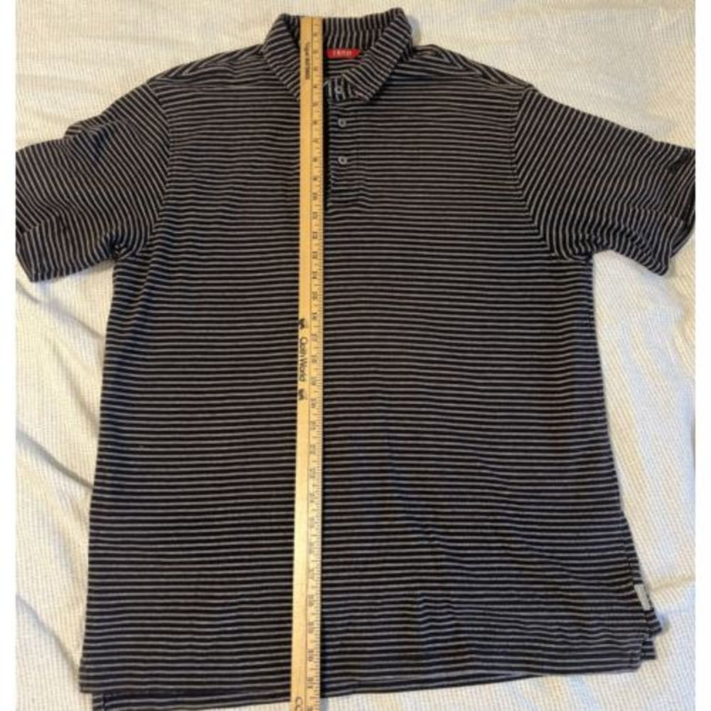 Izod Luxury Sport Polo Mens L Short Sleeve Black & White Stripe - Pre Owned